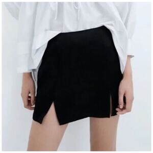 Zara‎ Black Skort Women's Large High Waisted Casual Chic Slit Mini Skirt